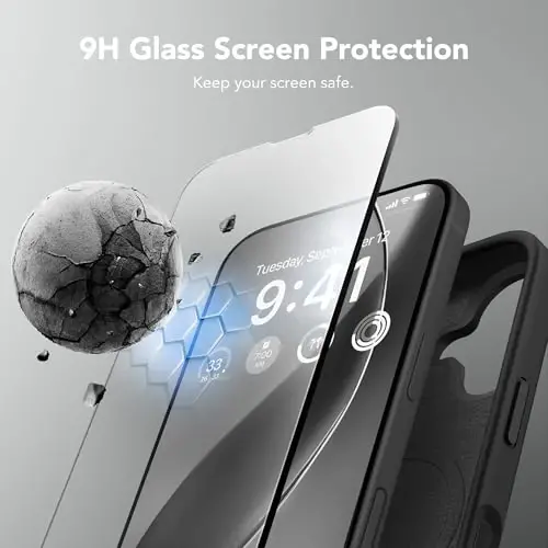 GONEZ Magnetic for iPhone 16 Case, [Compatible with MagSafe] Anti-Scratch Microfiber Lining & Screen Protector, Silicone Camera Control, Shockproof Slim Phone Cover 6.1 inch, Black - 4