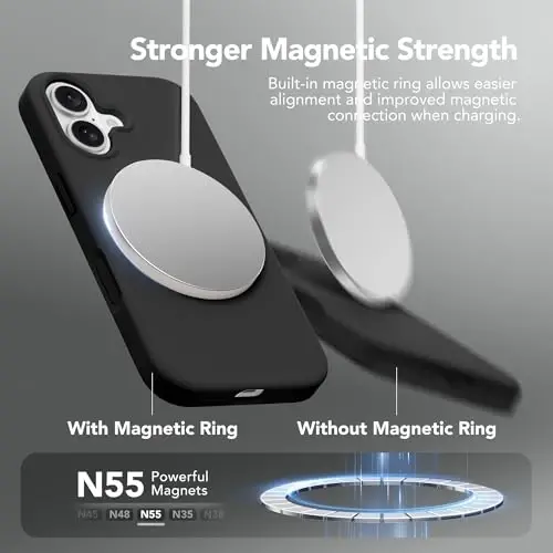GONEZ Magnetic for iPhone 16 Case, Compatible with MagSafe, [Screen Protector + Camera Lens Protector], Liquid Silicone Shockproof Protective Phone Case for iPhone 16 6.1