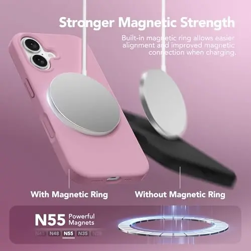 GONEZ Magnetic for iPhone 16 Case, Compatible with MagSafe, [Screen Protector + Camera Lens Protector], Liquid Silicone Shockproof Protective Phone Case for iPhone 16 6.1