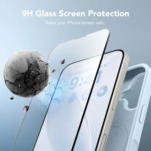 GONEZ Magnetic for iPhone 16 Case, [Compatible with MagSafe] Anti-Scratch Microfiber Lining & Screen Protector, Silicone Camera Control, Shockproof Slim Phone Cover 6.1 inch, Blue - 6