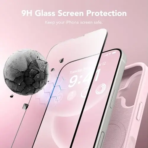 GONEZ Magnetic for iPhone 16 Case, [Compatible with MagSafe] Anti-Scratch Microfiber Lining & Screen Protector, Silicone Camera Control, Shockproof Slim Phone Cover 6.1 inch, Chalk Pink - 6