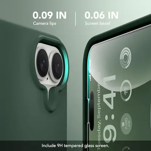 GONEZ Magnetic for iPhone 16 Case, [Compatible with MagSafe] Anti-Scratch Microfiber Lining & Screen Protector, Silicone Camera Control, Shockproof Slim Phone Cover 6.1 inch, Dark Green - 2