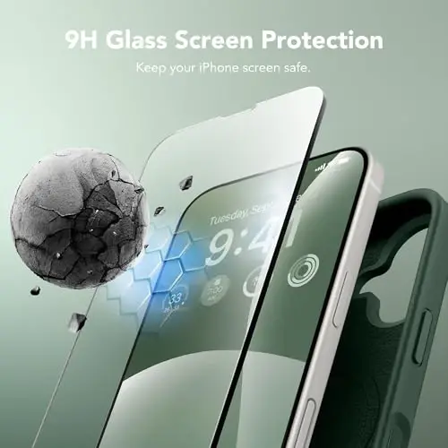 GONEZ Magnetic for iPhone 16 Case, [Compatible with MagSafe] Anti-Scratch Microfiber Lining & Screen Protector, Silicone Camera Control, Shockproof Slim Phone Cover 6.1 inch, Dark Green - 6