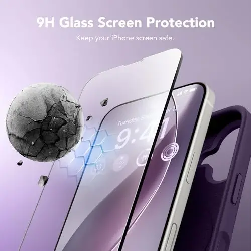 GONEZ Magnetic for iPhone 16 Case, [Compatible with MagSafe] Anti-Scratch Microfiber Lining & Screen Protector, Silicone Camera Control, Shockproof Slim Phone Cover 6.1 inch, Deep Purple - GONEZ (1)
