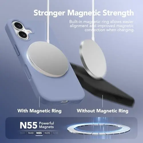 GONEZ Magnetic for iPhone 16 Case, Compatible with MagSafe, [Screen Protector + Camera Lens Protector], Liquid Silicone Shockproof Protective Phone Case for iPhone 16 6.1