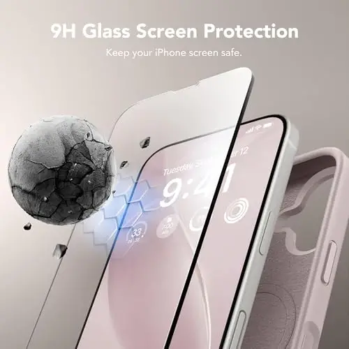 GONEZ Magnetic for iPhone 16 Case, Compatible with MagSafe, [Screen Protector + Camera Lens Protector], Liquid Silicone Shockproof Protective Phone Case for iPhone 16 6.1