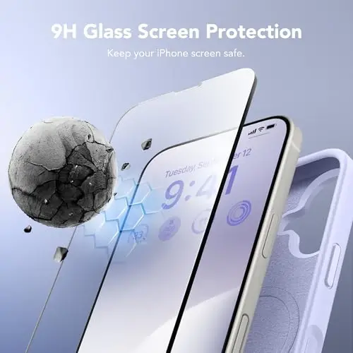 GONEZ Magnetic for iPhone 16 Case, [Compatible with MagSafe] Anti-Scratch Microfiber Lining & Screen Protector, Silicone Camera Control, Shockproof Slim Phone Cover 6.1 inch, Lilac - 2