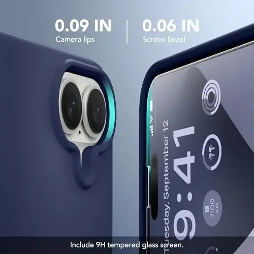 GONEZ Magnetic for iPhone 16 Case, [Compatible with MagSafe] Anti-Scratch Microfiber Lining & Screen Protector, Silicone Camera Control, Shockproof Slim Phone Cover 6.1 inch, Midnight Blue - 3