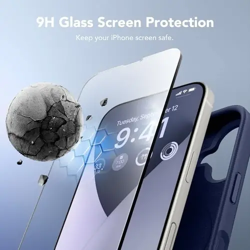 GONEZ Magnetic for iPhone 16 Case, [Compatible with MagSafe] Anti-Scratch Microfiber Lining & Screen Protector, Silicone Camera Control, Shockproof Slim Phone Cover 6.1 inch, Midnight Blue - GONEZ (1)