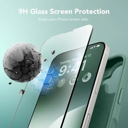 GONEZ Magnetic for iPhone 16 Case, [Compatible with MagSafe] Anti-Scratch Microfiber Lining & Screen Protector, Silicone Camera Control, Shockproof Slim Phone Cover 6.1 inch, Midnight Green - 1