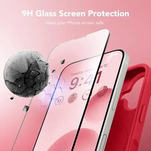 GONEZ Magnetic for iPhone 16 Case, [Compatible with MagSafe] Anti-Scratch Microfiber Lining & Screen Protector, Silicone Camera Control, Shockproof Slim Phone Cover 6.1 inch, Red - GONEZ (1)