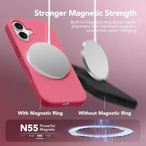 GONEZ Magnetic for iPhone 16 Case, Compatible with MagSafe, [Screen Protector + Camera Lens Protector], Liquid Silicone Shockproof Protective Phone Case for iPhone 16 6.1
