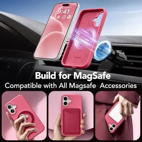 GONEZ Magnetic for iPhone 16 Case, Compatible with MagSafe, [Screen Protector + Camera Lens Protector], Liquid Silicone Shockproof Protective Phone Case for iPhone 16 6.1