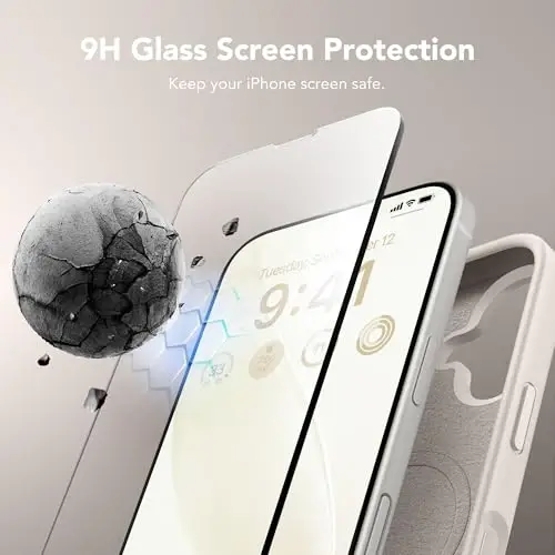 GONEZ Magnetic for iPhone 16 Case, [Compatible with MagSafe] Anti-Scratch Microfiber Lining & Screen Protector, Silicone Camera Control, Shockproof Slim Phone Cover 6.1 inch, Stone - 6