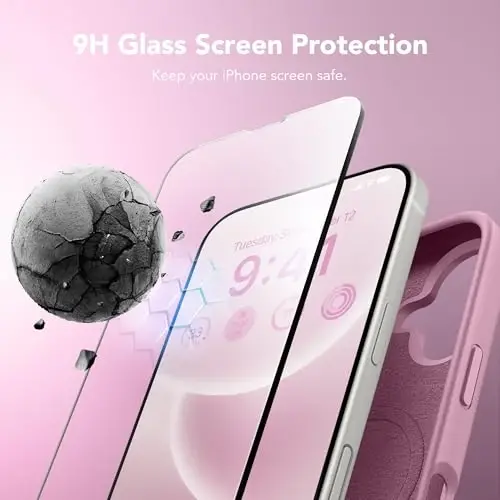 GONEZ Magnetic for iPhone 16 Case, Compatible with MagSafe, [Screen Protector + Camera Lens Protector], Silicone Shockproof Anti-Scratch Protective Phone Case 6.1 inch, Blackcurrant - 6
