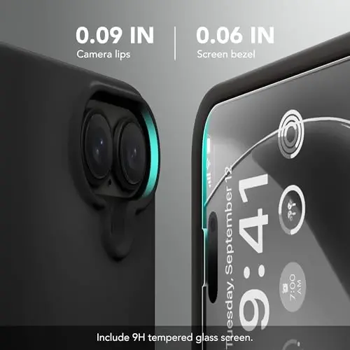 GONEZ Magnetic for iPhone 16 Case, Silicone Cover Black | Compatible with MagSafe, Camera Button & Screen Protector, Microfiber Lining, 3 Layers Soft Gel Rubber Shockproof Slim 6.1