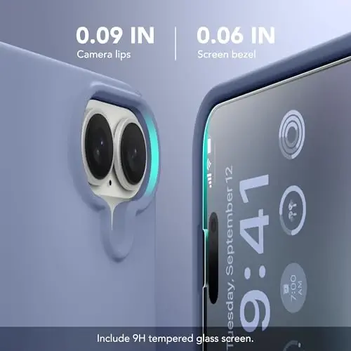 GONEZ Magnetic for iPhone 16 Case, Silicone Cover Lavender Gray | Compatible with MagSafe, Camera Button & Screen Protector, Microfiber Lining, 3 Layers Soft Gel Rubber Shockproof Slim 6.1