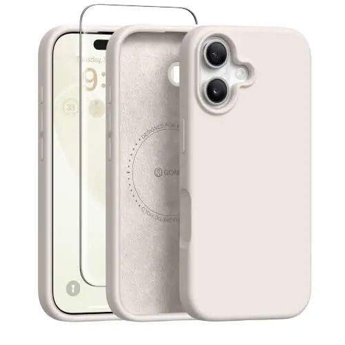 GONEZ Magnetic for iPhone 16 Case, Silicone Cover Stone | Compatible with MagSafe, Camera Button & Screen Protector, Microfiber Lining, 3 Layers Soft Gel Rubber Shockproof Slim 6.1