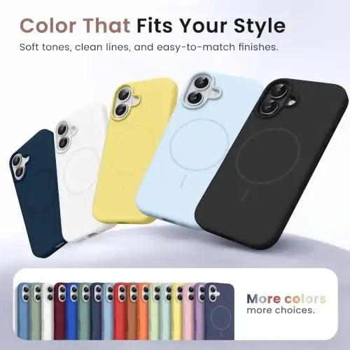 GONEZ Magnetic for iPhone 16 Plus Case, Silicone Cover Black | Compatible with MagSafe, Camera Button & Screen Protector, Microfiber Lining, 3 Layers Soft Gel Rubber Shockproof Slim 6.7