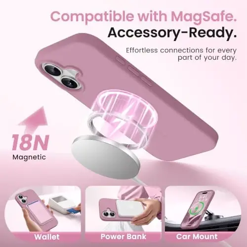 GONEZ Magnetic for iPhone 16 Plus Case, Silicone Cover Blackcurrant | Compatible with MagSafe, Camera Button & Screen Protector, Microfiber Lining, 3 Layers Soft Gel Rubber Shockproof Slim 6.7