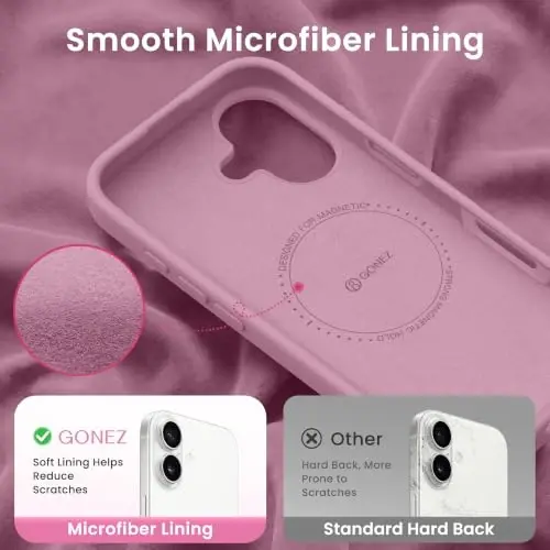 GONEZ Magnetic for iPhone 16 Plus Case, Silicone Cover Blackcurrant | Compatible with MagSafe, Camera Button & Screen Protector, Microfiber Lining, 3 Layers Soft Gel Rubber Shockproof Slim 6.7