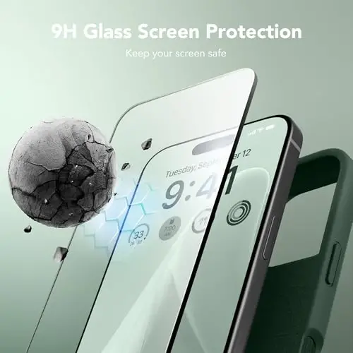 GONEZ Magnetic for iPhone 16 Pro Case, Compatible with MagSafe, [Screen Protector + Camera Lens Protector], Silicone Shockproof Anti-Scratch Protective Phone Case 6.3 inch, Army Green - 5