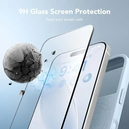 GONEZ Magnetic for iPhone 16 Pro Case, Compatible with MagSafe, [Screen Protector + Camera Lens Protector], Silicone Shockproof Anti-Scratch Protective Phone Case 6.3 inch, Blue - 4