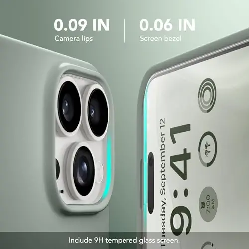 GONEZ Magnetic for iPhone 16 Pro Case, Compatible with MagSafe, [Screen Protector + Camera Lens Protector], Silicone Shockproof Anti-Scratch Protective Phone Case 6.3 inch, Calke Green - 3