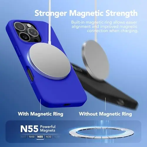 GONEZ Magnetic for iPhone 16 Pro Case, Compatible with MagSafe, [Screen Protector + Camera Lens Protector], Silicone Shockproof Anti-Scratch Protective Phone Case 6.3 inch, Cobalt Blue - 3
