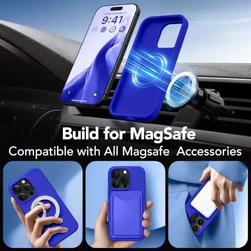 GONEZ Magnetic for iPhone 16 Pro Case, Compatible with MagSafe, [Screen Protector + Camera Lens Protector], Silicone Shockproof Anti-Scratch Protective Phone Case 6.3 inch, Cobalt Blue - 2