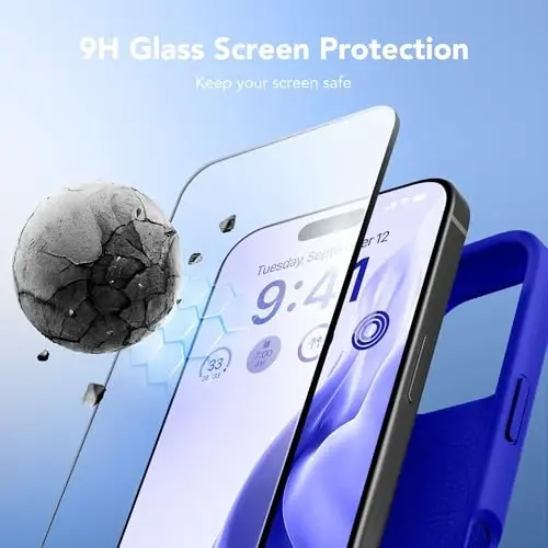 GONEZ Magnetic for iPhone 16 Pro Case, Compatible with MagSafe, [Screen Protector + Camera Lens Protector], Silicone Shockproof Anti-Scratch Protective Phone Case 6.3 inch, Cobalt Blue - 4
