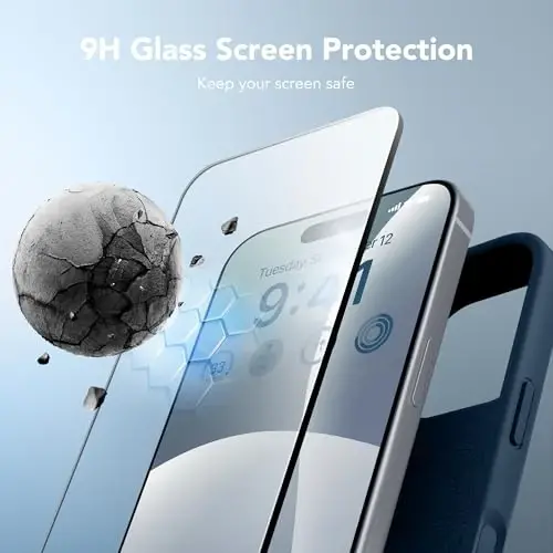 GONEZ Magnetic for iPhone 16 Pro Case, Compatible with MagSafe, [Screen Protector + Camera Lens Protector], Silicone Shockproof Anti-Scratch Protective Phone Case 6.3 inch, Dark Blue - 4