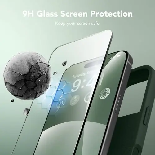 GONEZ Magnetic for iPhone 16 Pro Case, Compatible with MagSafe, [Screen Protector + Camera Lens Protector], Silicone Shockproof Anti-Scratch Protective Phone Case 6.3 inch, Dark Green - 5