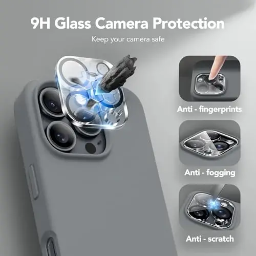 GONEZ Magnetic for iPhone 16 Pro Case, Compatible with MagSafe, [Screen Protector + Camera Lens Protector], Silicone Shockproof Anti-Scratch Protective Phone Case 6.3 inch, Deep Gray - 6