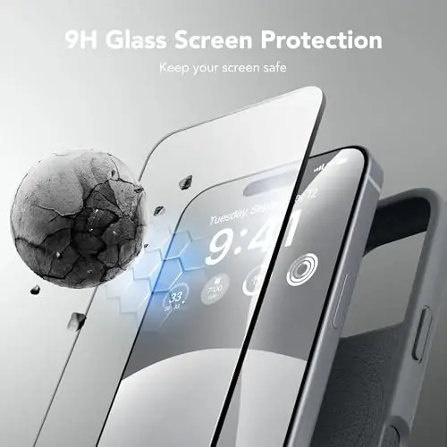 GONEZ Magnetic for iPhone 16 Pro Case, Compatible with MagSafe, [Screen Protector + Camera Lens Protector], Silicone Shockproof Anti-Scratch Protective Phone Case 6.3 inch, Deep Gray - 5