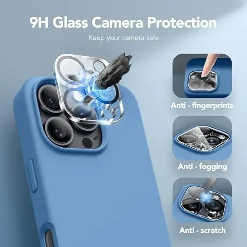 GONEZ Magnetic for iPhone 16 Pro Case, Compatible with MagSafe, [Screen Protector + Camera Lens Protector], Silicone Shockproof Anti-Scratch Protective Phone Case 6.3 inch, Lake Blue - 6