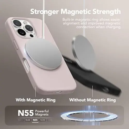 GONEZ Magnetic for iPhone 16 Pro Case, Compatible with MagSafe, [Screen Protector + Camera Lens Protector], Silicone Shockproof Anti-Scratch Protective Phone Case 6.3 inch, Light Taro - 3