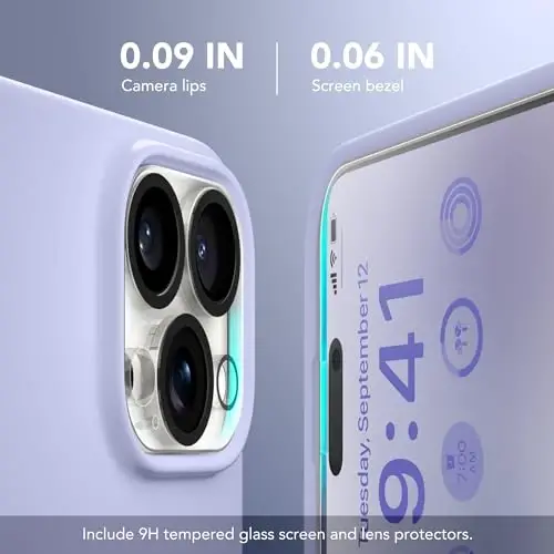 GONEZ Magnetic for iPhone 16 Pro Case, Compatible with MagSafe, [Screen Protector + Camera Lens Protector], Silicone Shockproof Anti-Scratch Protective Phone Case 6.3 inch, Lilac - 6