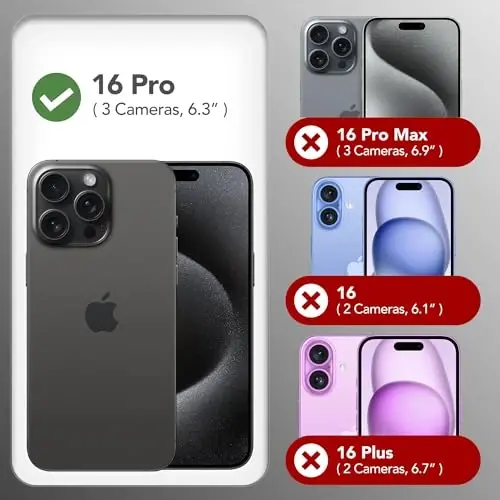 GONEZ Magnetic for iPhone 16 Pro Case, Compatible with MagSafe, [Screen Protector + Camera Lens Protector], Silicone Shockproof Anti-Scratch Protective Phone Case 6.3 inch, Stone - 2
