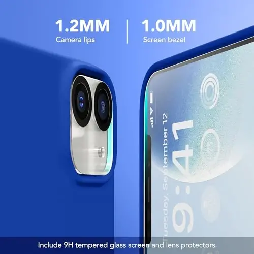 GONEZ Magnetic for iPhone 12 Case & iPhone 12 Pro Case, [Compatible with MagSafe] Anti-Scratch Microfiber Lining & Screen Protector, Shockproof Slim Phone Silicone Cover 6.1 inch, Klein Blue - 5