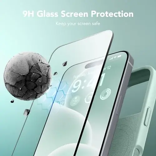 GONEZ Magnetic for iPhone 16 Pro Case, Compatible with MagSafe, [Screen Protector + Camera Lens Protector], Silicone Shockproof Anti-Scratch Protective Phone Case 6.3 inch, Mint Green - 4