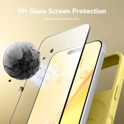 GONEZ Magnetic for iPhone 16 Pro Case, Silicone Cover Yellow | Compatible with MagSafe, Camera Button & Screen Protector, Microfiber Lining, 3 Layers Soft Gel Rubber Shockproof Slim 6.3