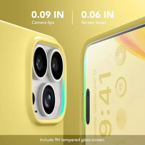 GONEZ Magnetic for iPhone 16 Pro Case, Silicone Cover Yellow | Compatible with MagSafe, Camera Button & Screen Protector, Microfiber Lining, 3 Layers Soft Gel Rubber Shockproof Slim 6.3