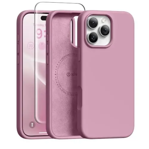 GONEZ Magnetic for iPhone 16 Pro Max Case, [Compatible with MagSafe] Anti-Scratch Microfiber Lining & Screen Protector, Silicone Camera Control, Shockproof Slim Phone Cover 6.9 inch, Blackcurrant - 1