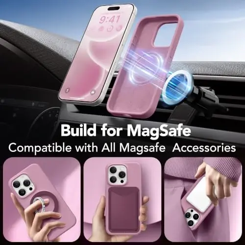 GONEZ Magnetic for iPhone 16 Pro Max Case, [Compatible with MagSafe] Anti-Scratch Microfiber Lining & Screen Protector, Silicone Camera Control, Shockproof Slim Phone Cover 6.9 inch, Blackcurrant - 3