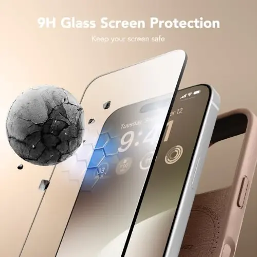 GONEZ Magnetic for iPhone 16 Pro Max Case, [Compatible with MagSafe] Anti-Scratch Microfiber Lining & Screen Protector, Silicone Camera Control, Shockproof Slim Phone Cover 6.9 inch, Light Brown - 4