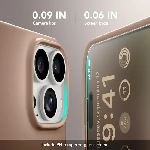 GONEZ Magnetic for iPhone 16 Pro Max Case, [Compatible with MagSafe] Anti-Scratch Microfiber Lining & Screen Protector, Silicone Camera Control, Shockproof Slim Phone Cover 6.9 inch, Light Brown | Compatible with MagSafe, Camera Button & Screen Prote - 6