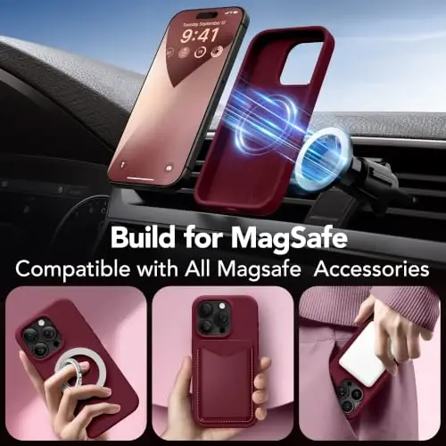GONEZ Magnetic for iPhone 16 Pro Max Case, [Compatible with MagSafe] Anti-Scratch Microfiber Lining & Screen Protector, Silicone Camera Control, Shockproof Slim Phone Cover 6.9 inch, Maroon | Compatible with MagSafe, Camera Button & Screen Protector, Microfiber Lining, 3 Layers Soft Gel Rubber Shockproof Slim 6.9
