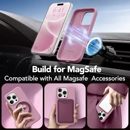 GONEZ Magnetic for iPhone 16 Pro Max Case, [Compatible with MagSafe] Anti-Scratch Microfiber Lining & Screen Protector, Silicone Camera Control, Shockproof Slim Phone Cover 6.9 inch, Blackcurrant - 5