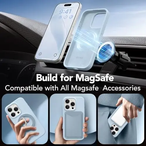 GONEZ Magnetic for iPhone 16 Pro Max Case, [Compatible with MagSafe] Anti-Scratch Microfiber Lining & Screen Protector, Silicone Camera Control, Shockproof Slim Phone Cover 6.9 inch, Blue - 3